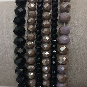 Elegant Black and Light Purple Beaded Bracelet Set
